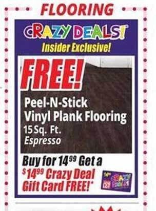 Ocean State Job Lot Peel-n-stick vinyl plank flooring offer