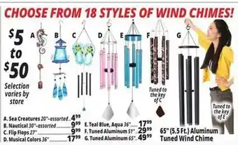 Ocean State Job Lot 18 styles of wind chimes offer