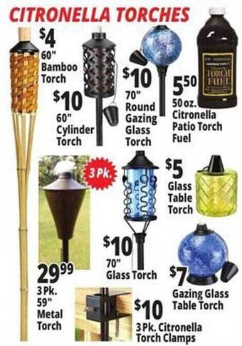 Ocean State Job Lot Citronella torches offer