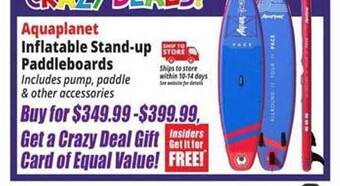 Ocean State Job Lot Aquaplanet inflatable stand-up paddleboards offer