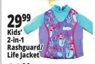 Ocean State Job Lot Kids' 2-in-1 rashguard-life jacket offer