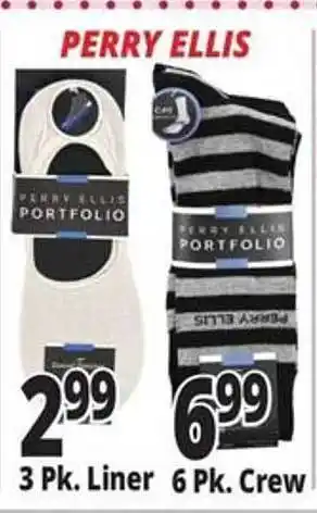 Ocean State Job Lot Perry ellis 3 pk. liner 6 pk. crew offer