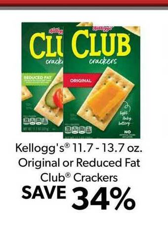 Commissary Kellogg's 11.7 - 13.7 Oz. Original Or Reduced Fat Club Crackers offer