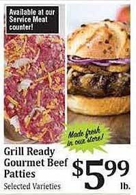 Rosauers Grill ready gourmet beef patties offer
