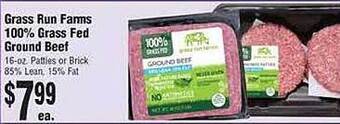 Rosauers Grass run farms 100% grass fed ground beef offer