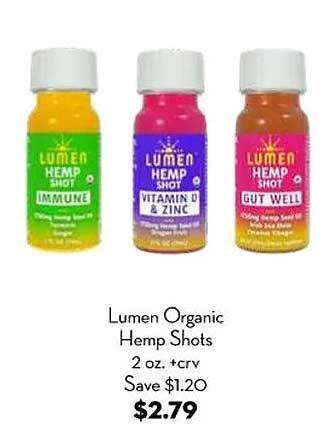 Bristol Farms Lumen organic hemp shots offer