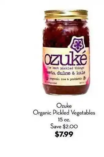 Bristol Farms Ozuke oragnic pickled vegetables offer