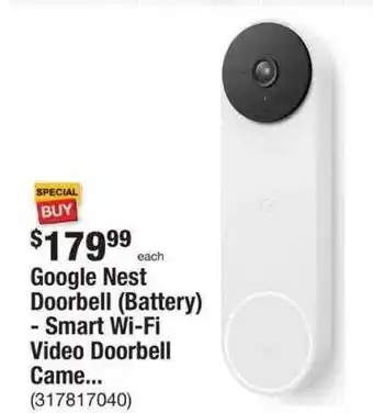 The Home Depot Google nest dootbl smart wifi-fi video doorbell came offer