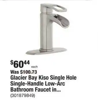 The Home Depot Glacier bay kiso single hole single-handle low arc bathroom faucet in offer