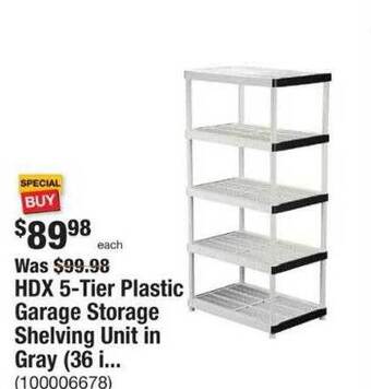 The Home Depot Hdx 5-tier plastic garage storage shelving unit in gray offer
