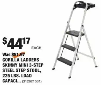 The Home Depot Gorilla Ladders Skinny Mini 3-Step Steel Step Stool 225 LBS offer