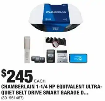The Home Depot Chamberlain 1-1/4 HP Equivalent Ultra Quiet Belt Drive Smart Garage Door Opener offer
