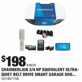 The Home Depot Chamberlain 3/4 HP Equivalent Ultra-Quiet Belt Drive Smart Garage Door Opener offer