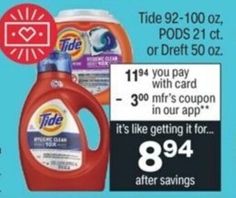 CVS Tide 92-100 Oz offer