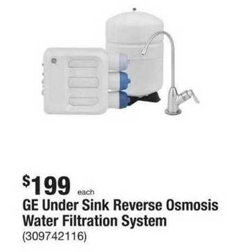 The Home Depot Ge under sink reverse osmosis water filtration system offer