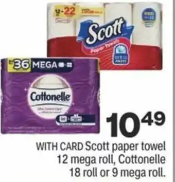 CVS Scott Paper Towel 12 Mega Roll, Cottonelle 18 Roll offer