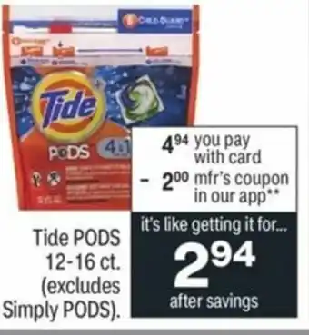CVS Tide Pods 12-16ct. offer