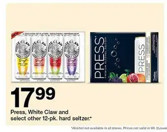 Target Press, white claw and select other 12pk hard seltzer offer