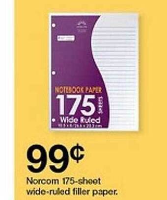 Target Norcom 175-sheet wide ruled filler paper offer