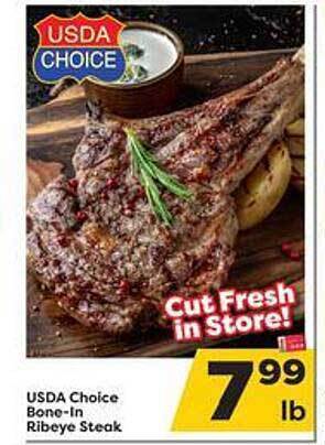 Weis Markets Usda choice bone-in ribeye steak offer