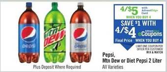Price Chopper Pepsi mtn dew or diet pepsi 2 liter offer
