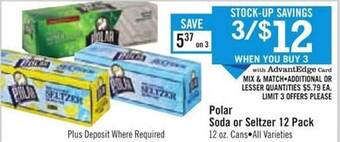 Price Chopper Polar soda or seltzer 12 pack offer