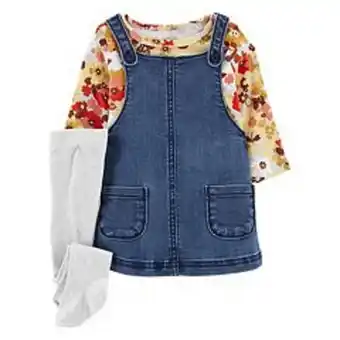 Kohl's Baby girls carter's 3-piece floral tee & denim jumper offer