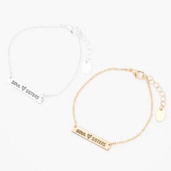 Claire's Mixed metal best friends soul sisters bracelets (2 pack) offer