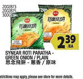 99 Ranch Synear roti paratha - green onion plain offer