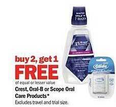 Meijer Crest oral-b or scope oral care products offer