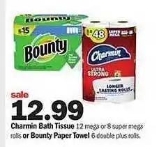 Meijer Charmin bath tissue or bounty paper towel offer