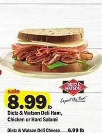 Meijer Dietz & watson deli ham chicken or hard salami offer