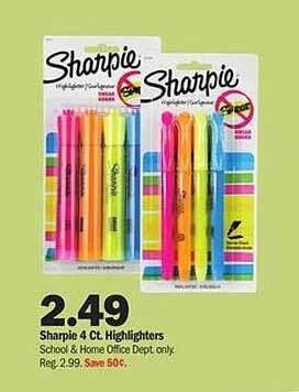 Meijer Sharpie 4 ct. highlighters offer