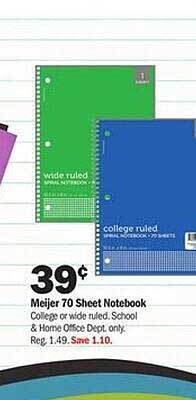 Meijer Meijer 70 sheet notebook offer