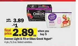 Meijer Dannon light & fit or oikos greek yogurt offer