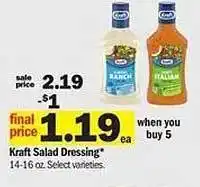 Meijer Kraft salad dressing select varieties offer