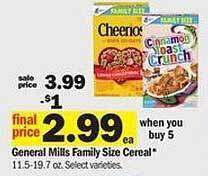 Meijer General mills family size cereal offer