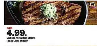 Meijer Certified angus beef bottom round steak or roast offer