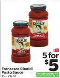 Weis Markets Francesco rinaldi pasta sauce offer