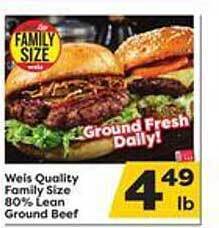 Weis Markets Weis quality family size 80% lean ground beef offer