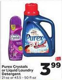 Weis Markets Purex crystals or liquid laundry detergent offer
