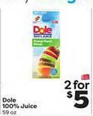 Weis Markets Dole 100% juice offer