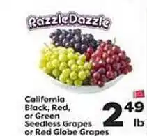 Weis Markets California black, red, or green or red globe grapes offer