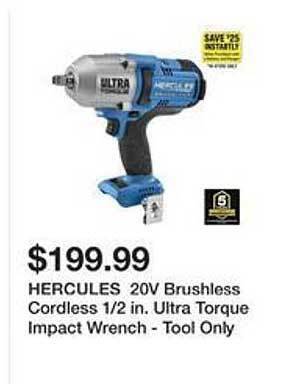 Harbor Freight Tools Hercules 20v brushless cordless 1-2 in. ultra torque impact wrench offer