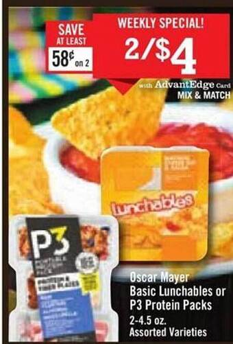 Price Chopper Oscar mayer basic lunchables or p3 protein packs offer