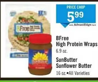 Price Chopper Bfree high protein wraps sunbutter sunflower butter offer