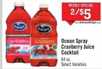 Price Chopper Ocean spray cranberry juice cocktail offer