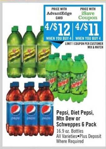 Price Chopper Pepsi diet pepsi mtn dew or schweppes offer