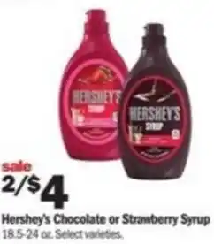 Meijer Hershey's Chocolate or Strawberry Syrup 18.5-24 oz offer