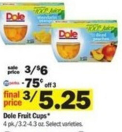 Meijer Dole Fruit Cups offer